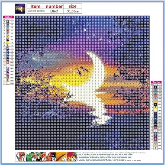 5D Diamond Painting Moon and Sunset Landscape Set/Kit 30x30cm - Picture 2 of 3